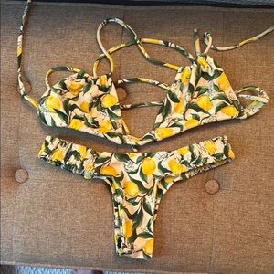 Lemon Print Bikini Set
